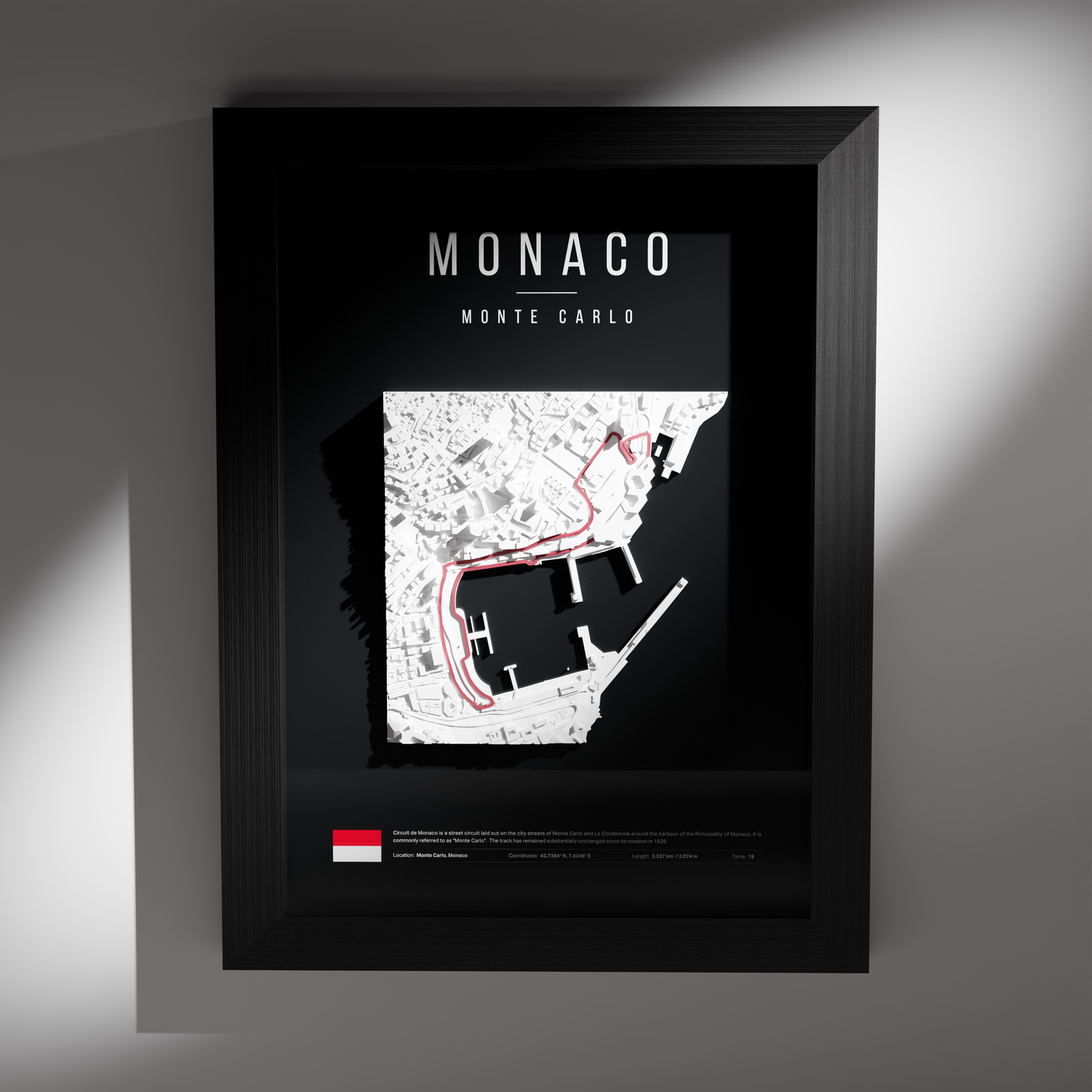 F1 Monaco 3D Wall Frame (Geographic)
